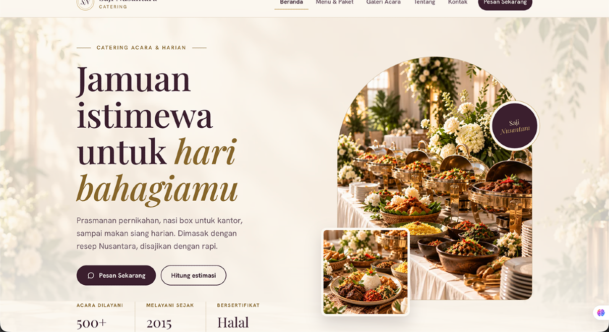 Tampilan template Katering