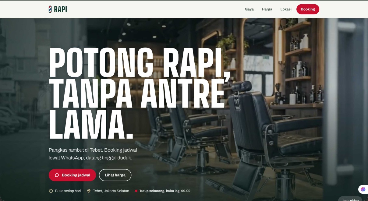 Tampilan template Barber
